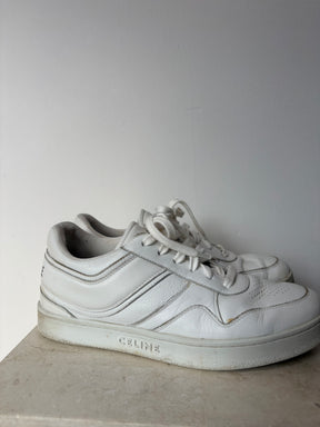 Celine White Low Lace Up Sneakers, 39