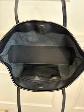 St Agni. Black Leather Slim Bateau Tote