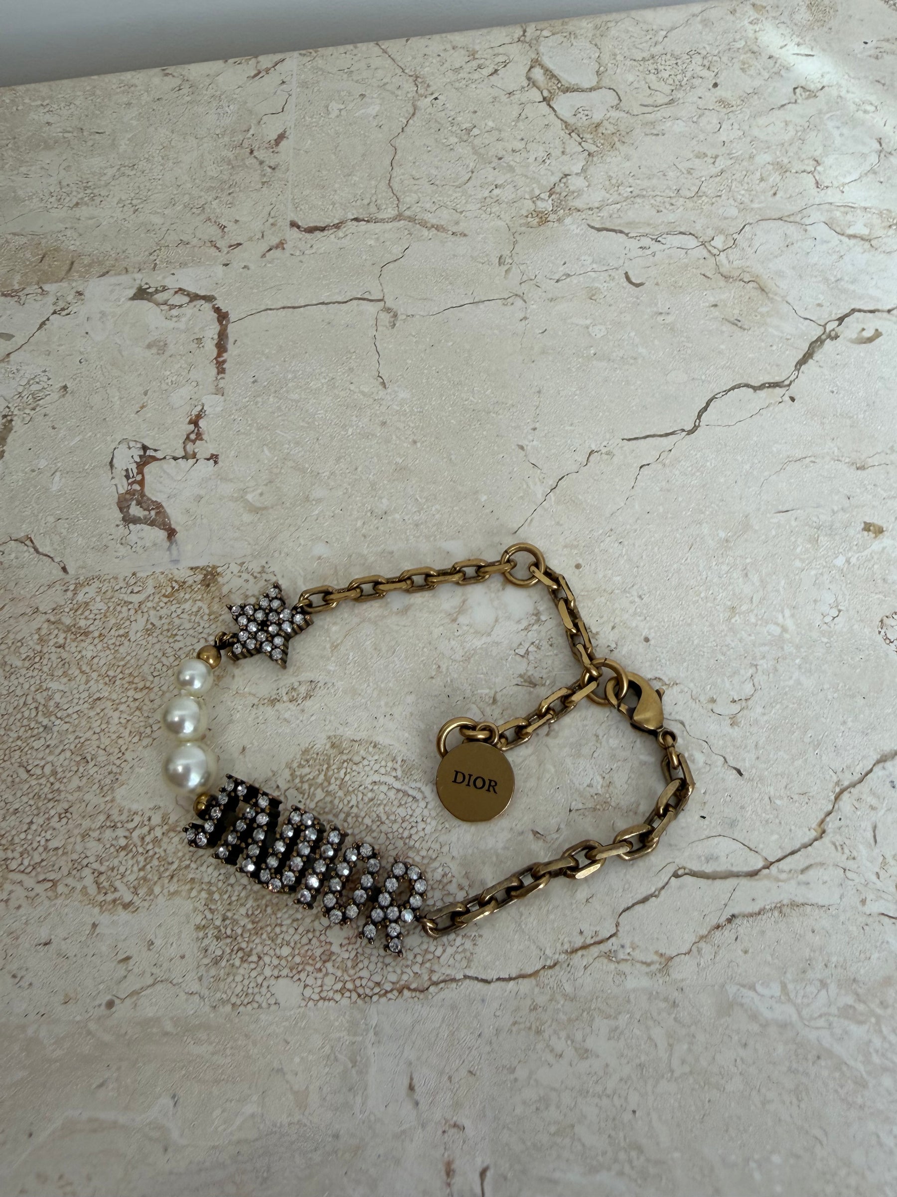 Dior Gold Tone, Pearl and Crystal J'adior Bracelet