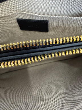 A.P.C. Black Leather Double Zip Cross Body Bag