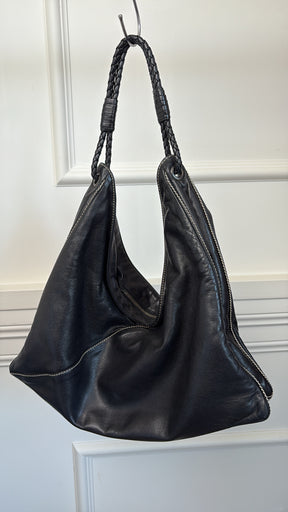 Bottega Veneta Black Leather Hobo Handbag