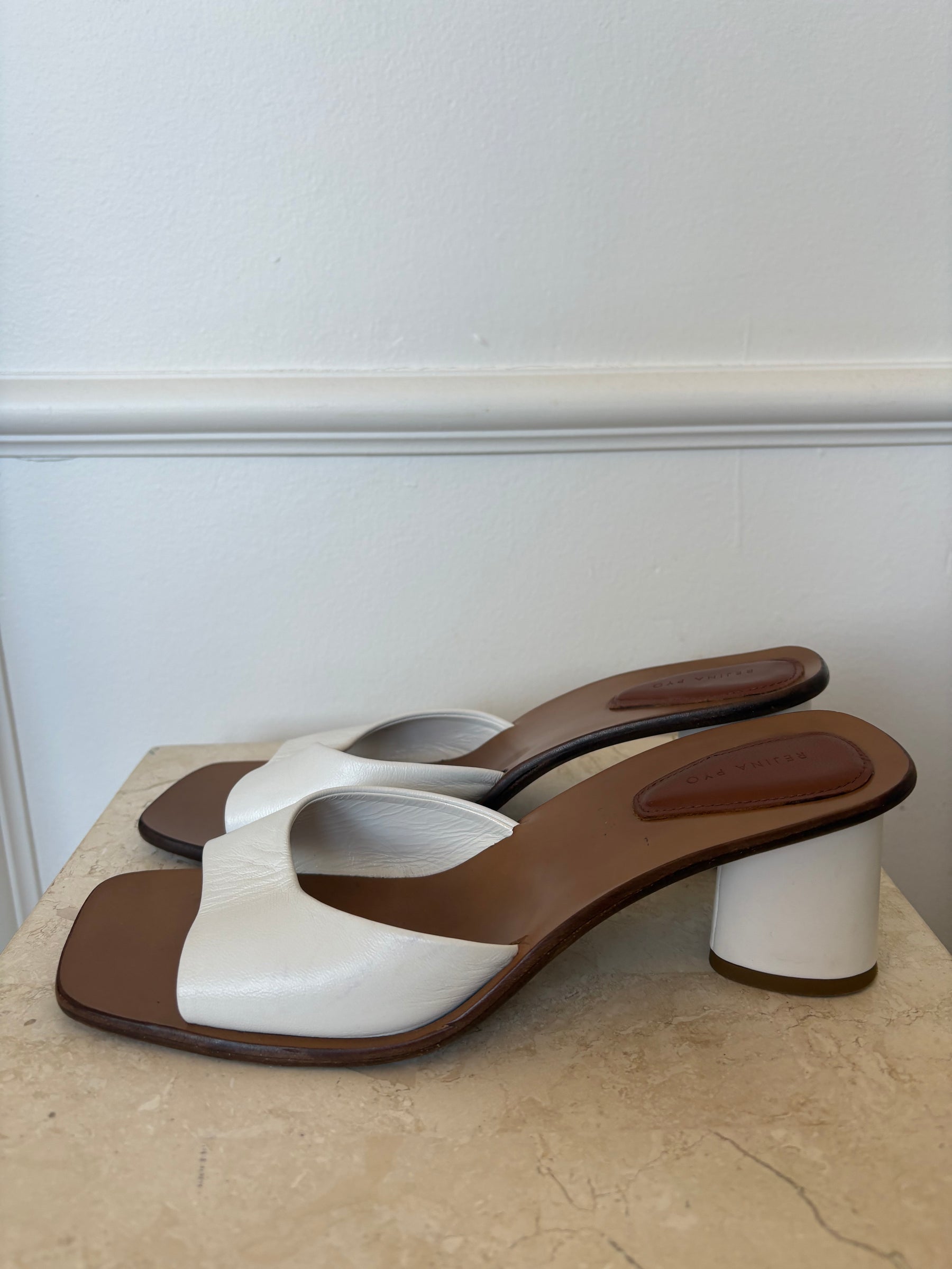 Rejina Pyo Block Heel Slide In White, 39