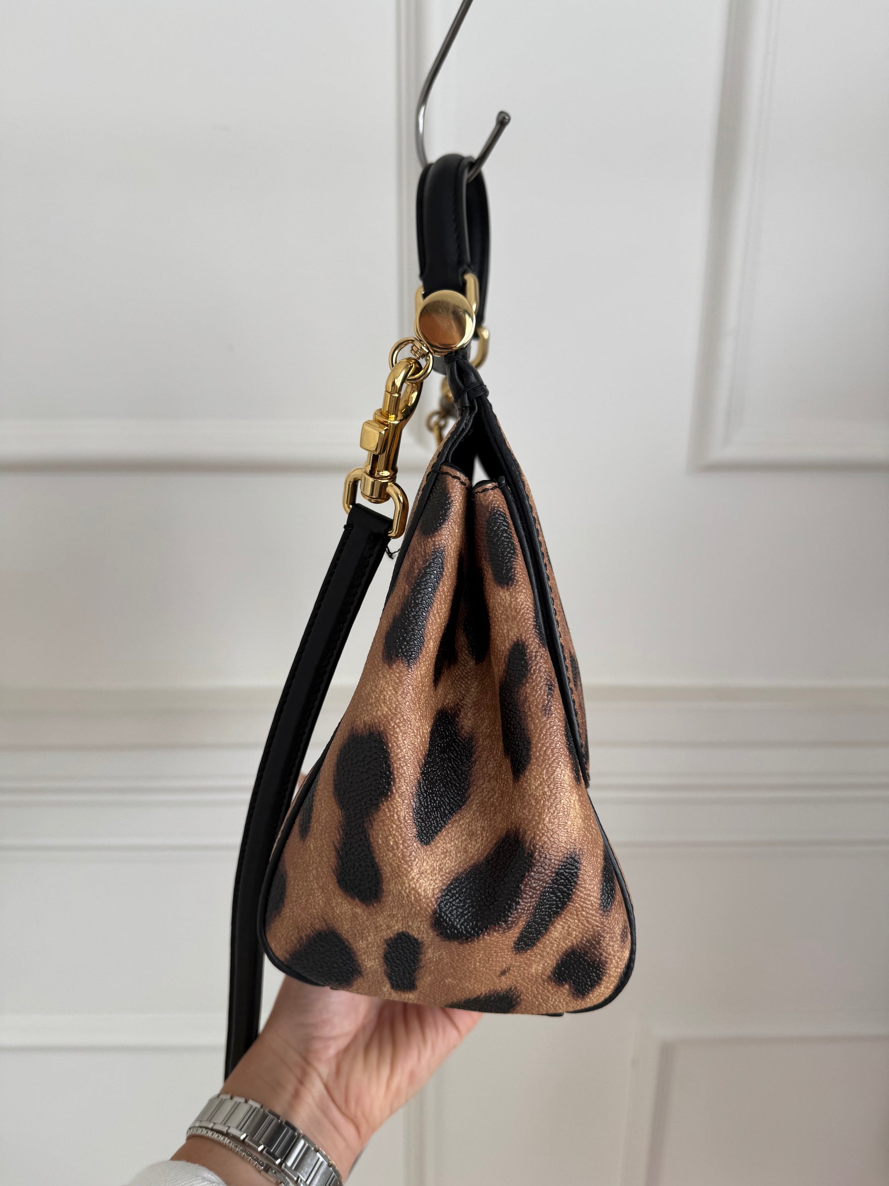 Dolce & Gabbana Leopard Print Coated Sicily Bag