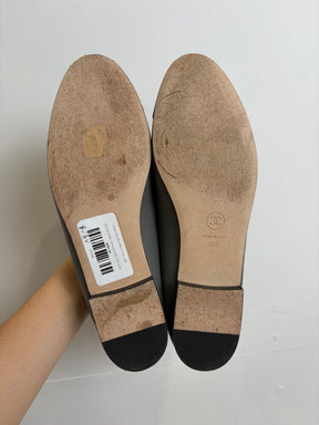 Chanel Grey Black Ballet Flats, 40C