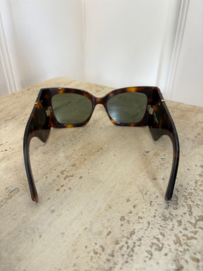 Saint Laurent Tortoishell Butterfly Logo Sunglasses
