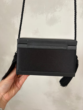 Hunting Season Black Satin and leather Tassel Box Bag