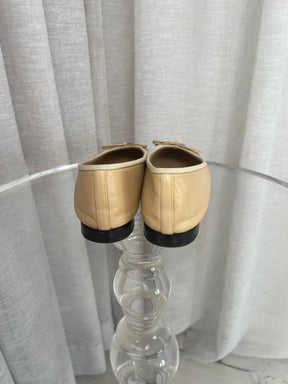Chanel Beige and Black Ballet Flats, 40.5