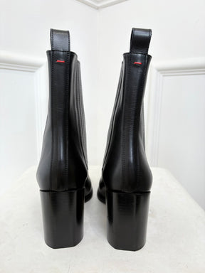 Aeyde Black Leather Pointed Heeled Ankle Boots, 38