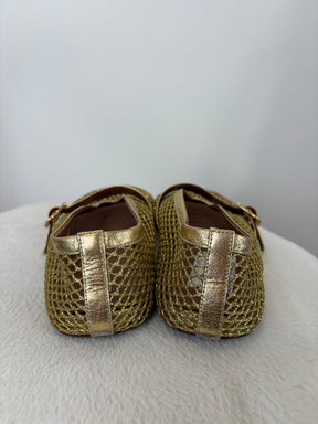 Alaïa Gold Net Ballet Flats, 41