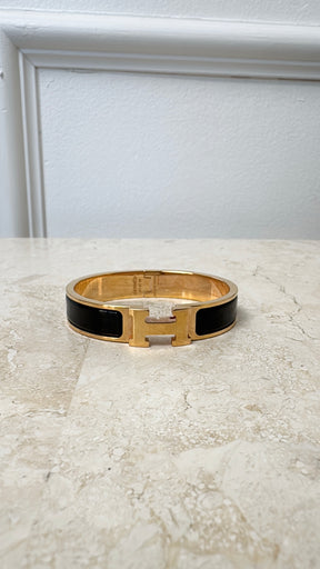 Hermès Click H Bracelet Rose Gold And Black PM