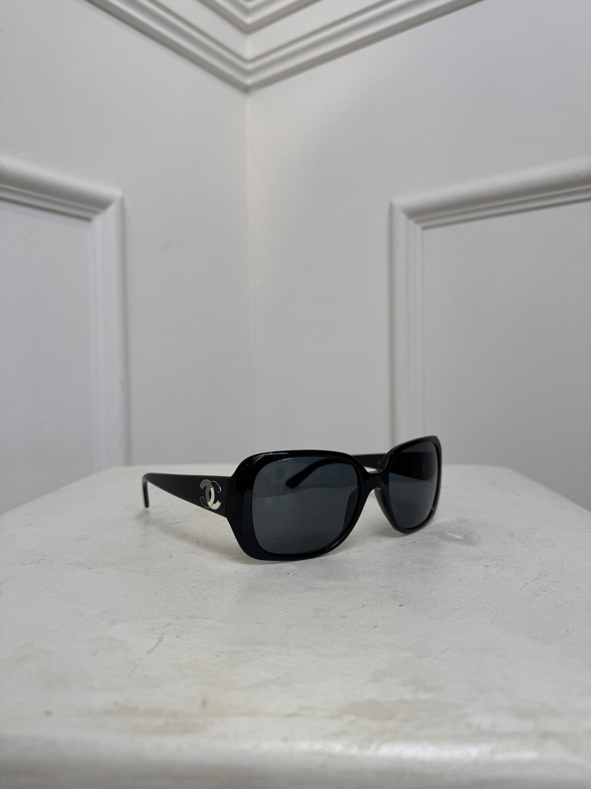 Chanel Black Oversized Rectangular Sunglasses