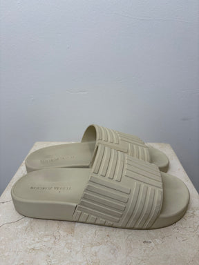 Bottega Veneta Cream Rubber Slides, 36