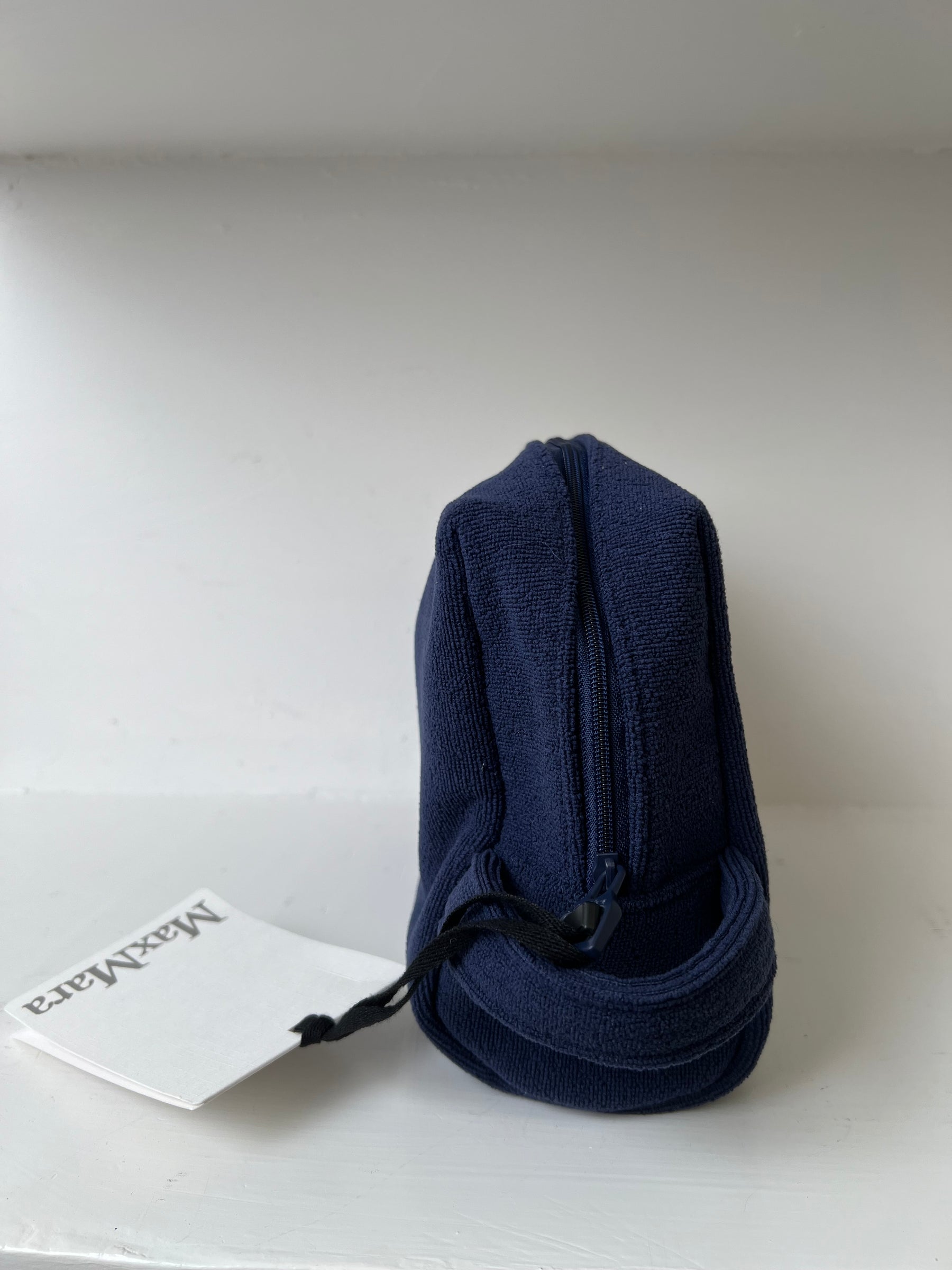 Max Mara Navy Terry Logo Cosmetic Case