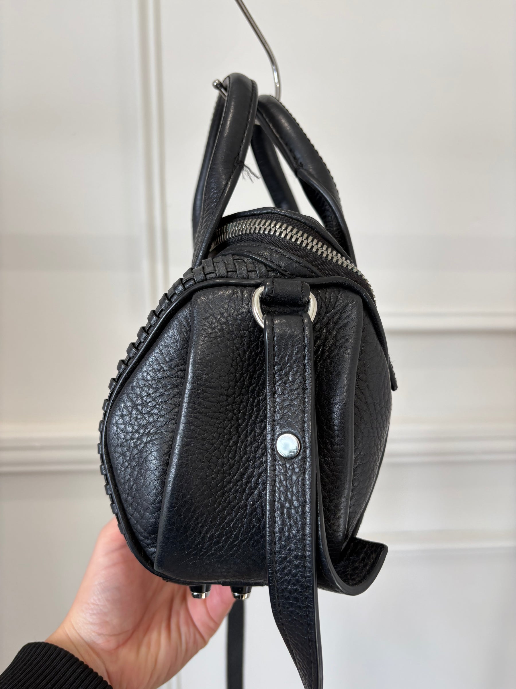 Alexander Wang Black Woven Leather Rocco Bag