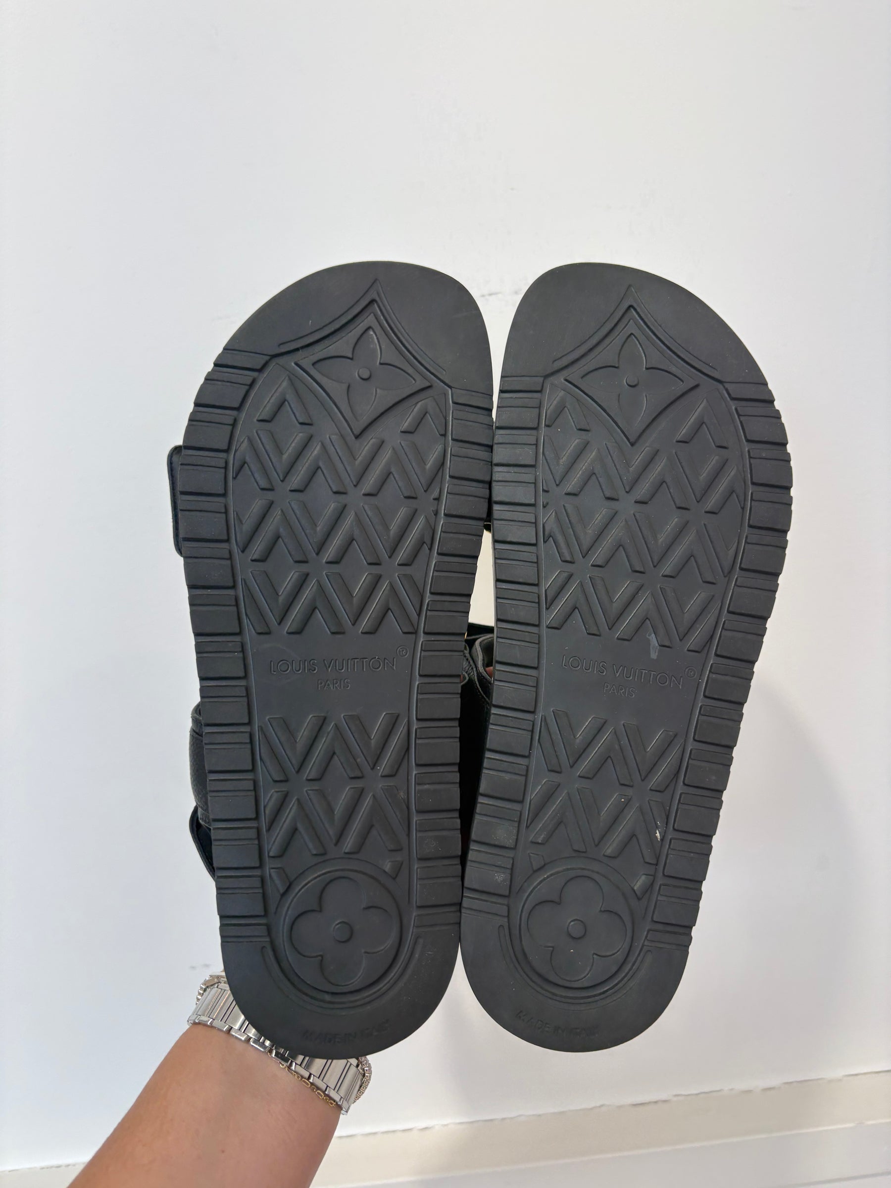 Louis Vuitton Black Leather Sunset Comfort Sandals, 38