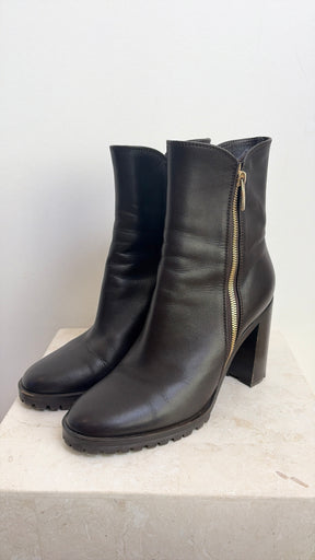 Gianvito Rossi Black Leather Heeled Ankle Boots, 38
