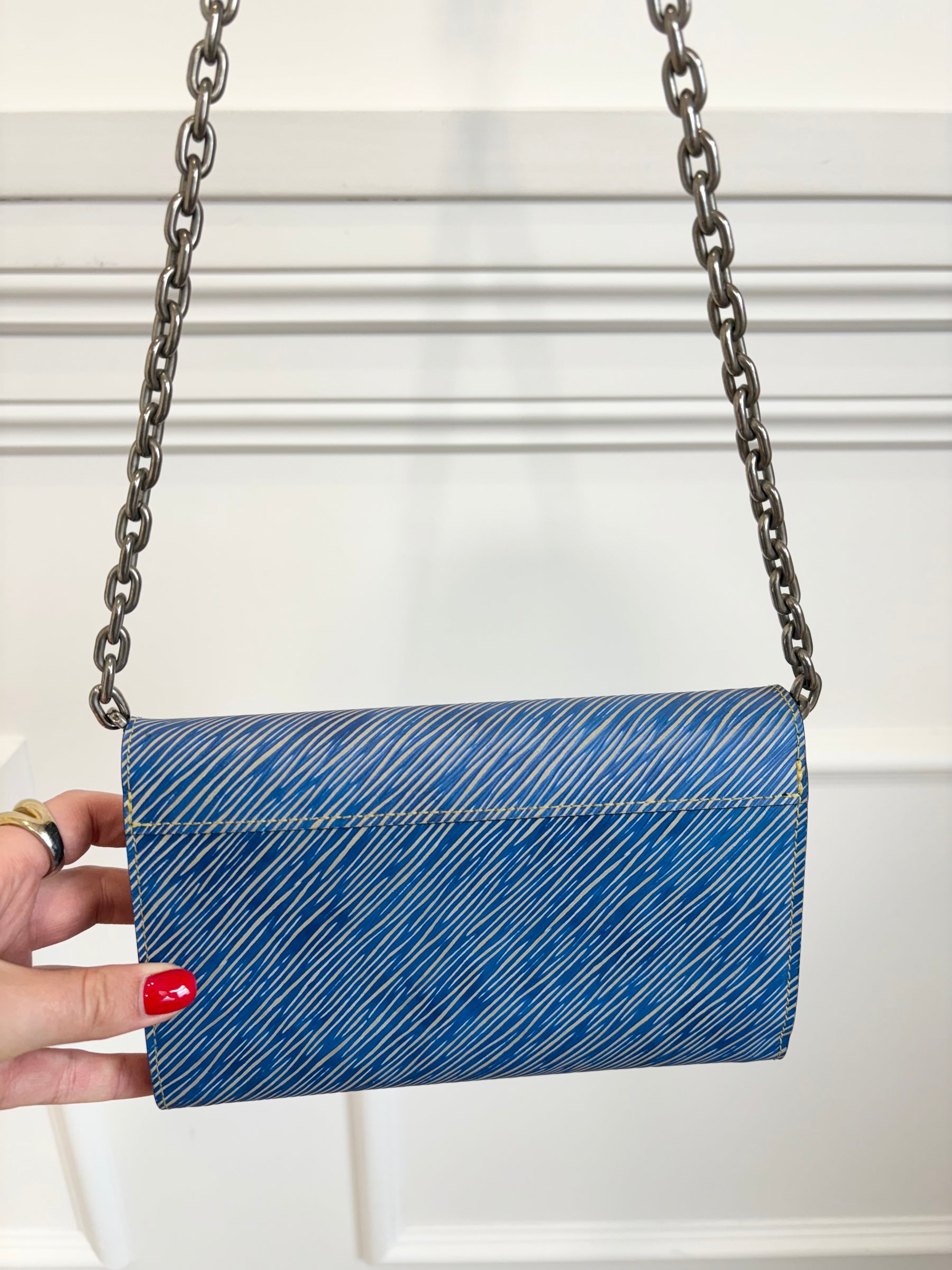 Louis Vuitton Twist Stud Epi Shoulder Bag Blue Silver, S