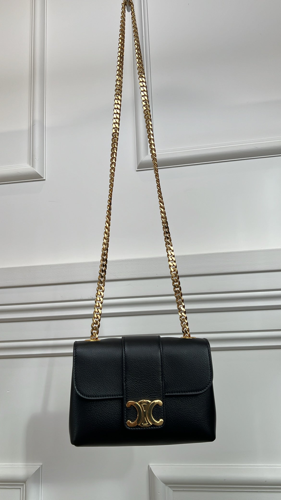 Céline Black Leather Triomphe Mini Victoire Bag