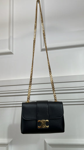 Céline Black Leather Triomphe Mini Victoire Bag