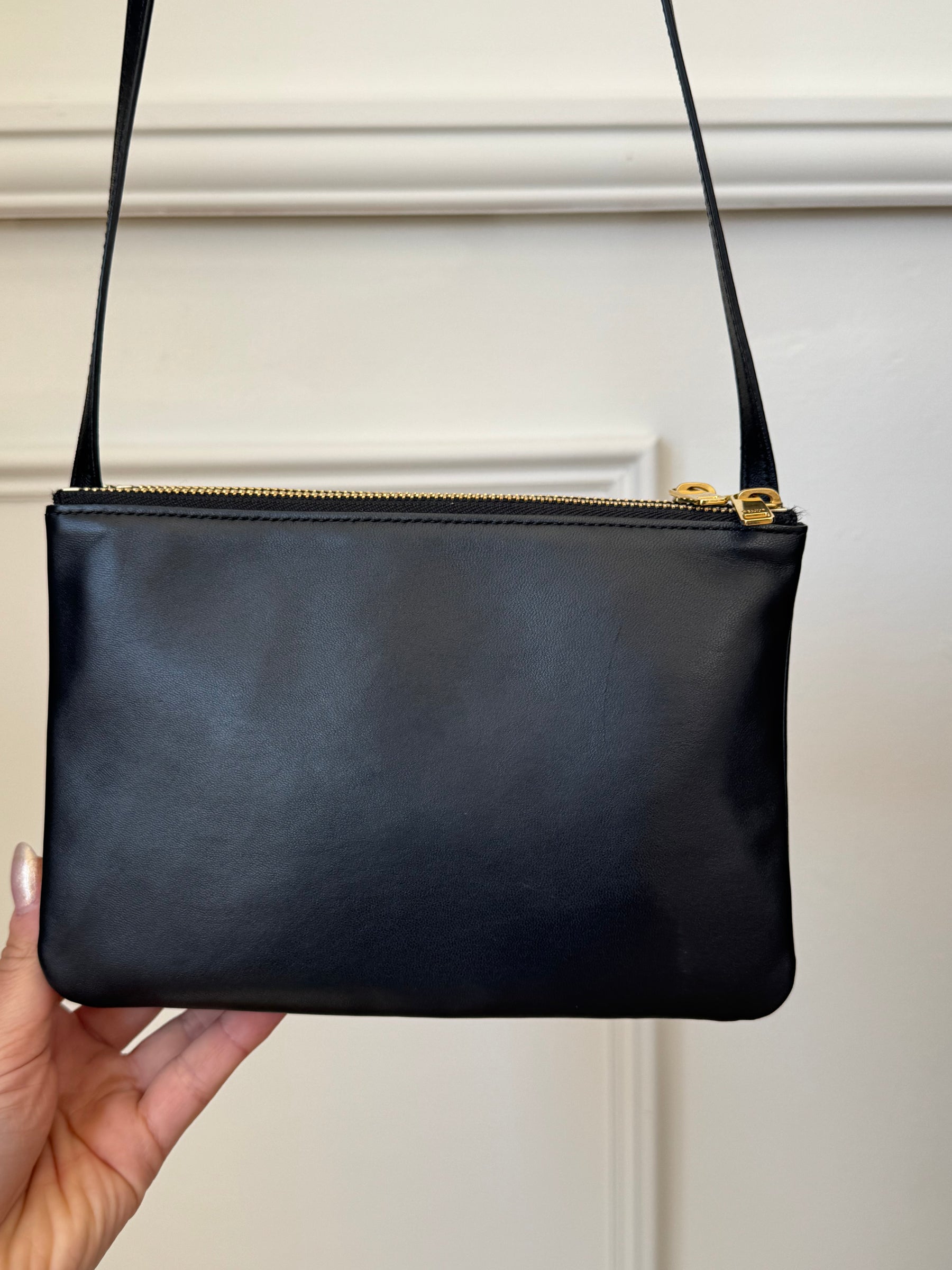 Celine Black Leather Trio Crossbody Bag