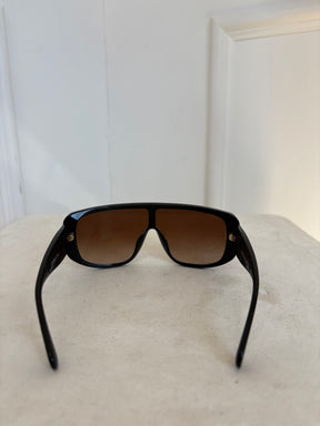 Chanel Black Ski Shield Logo Sunglasses