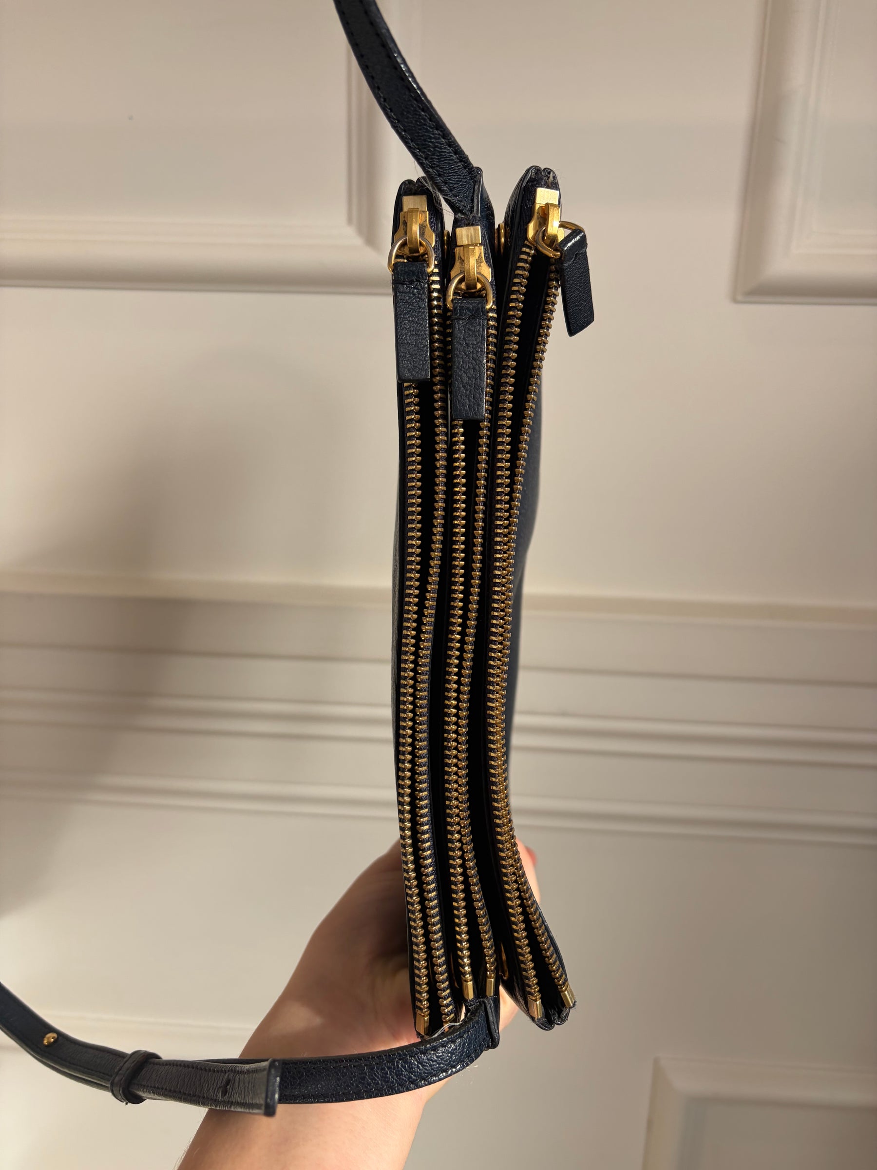 Celine Navy Leather Trio Bag