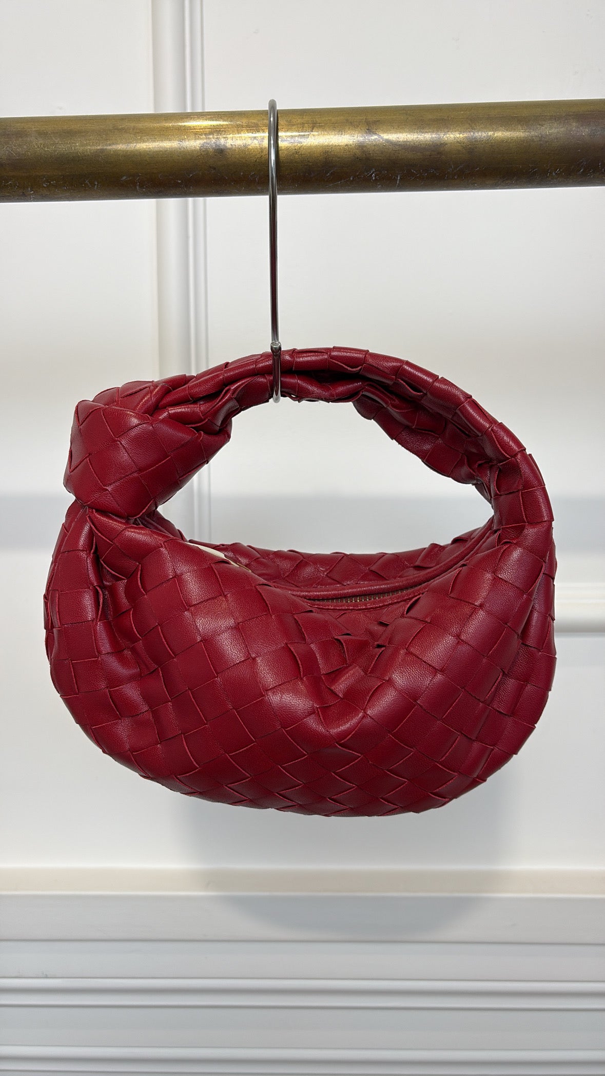 Bottega Veneta Red Leather Intrecciato Mini Jodie Bag