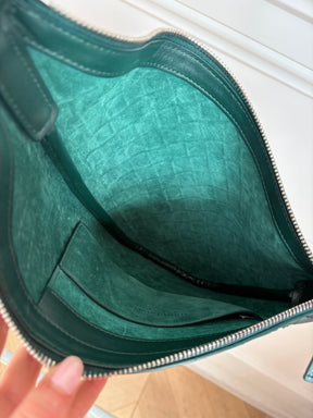 Bottega Veneta Green Intrecciato Leather Small Virgule Bag