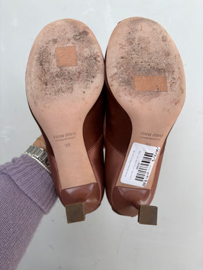 Miu Miu Satin Ballet Pump In Cacao, 38