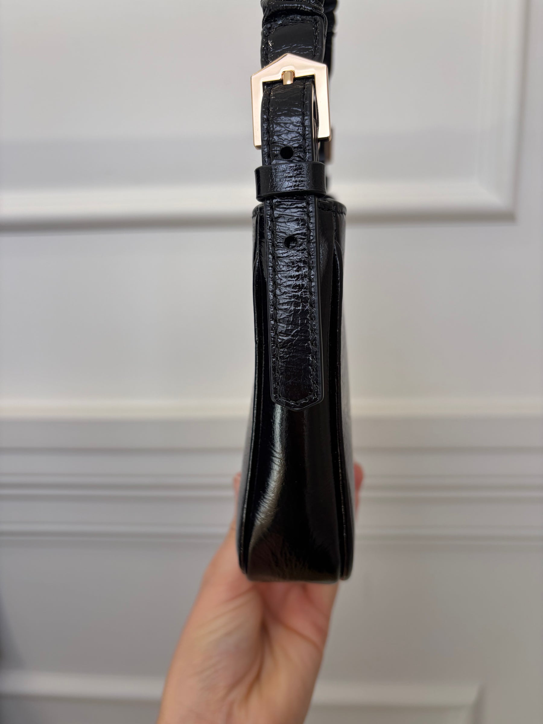 Scanlan Theodore Black Patent Leather Shoulder Bag