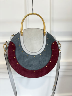 Chloé Blue and Maroon Leather and Suede Medium Pixie Bag