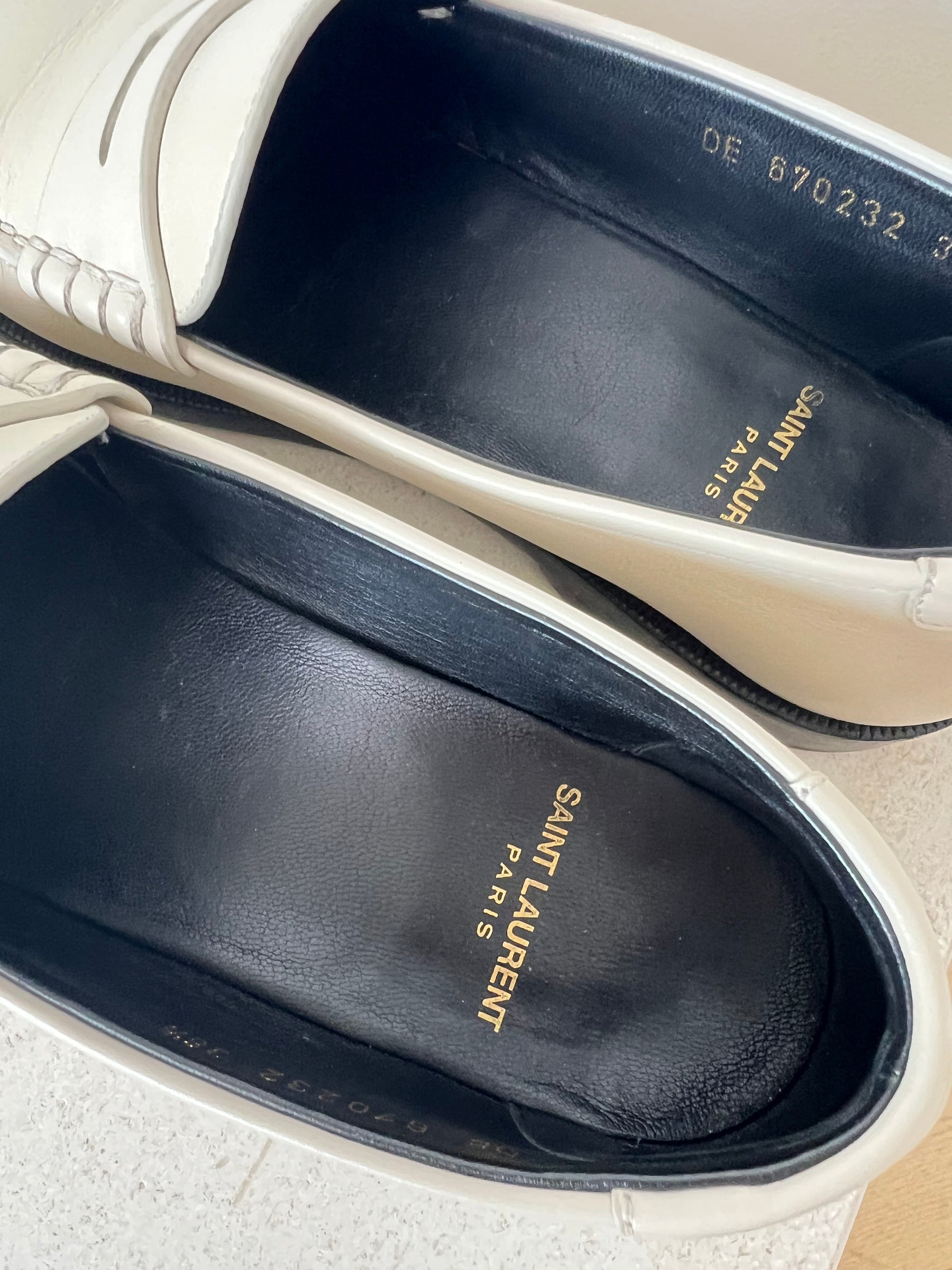 Saint Laurent Cream Leather Le Loafer, 38.5