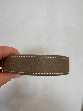 Hermès Mini Constance Blanc and Etoupe Reversible Gold H Belt 24mm, 85