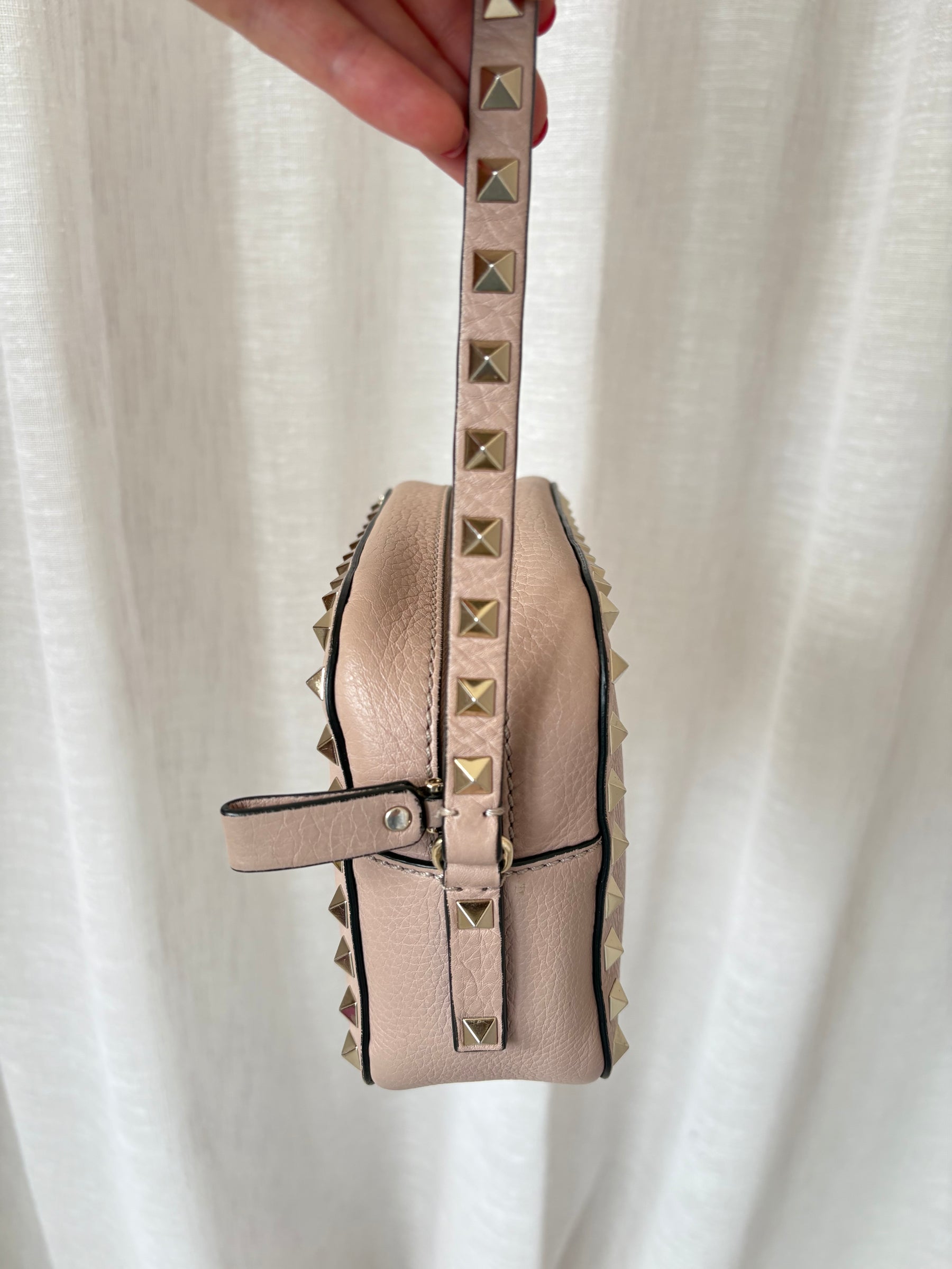 Valentino Garavani Dark Beige Rockstud Camera Bag