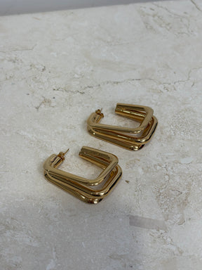 Saint Laurent Gold Tone Hoop Earrings