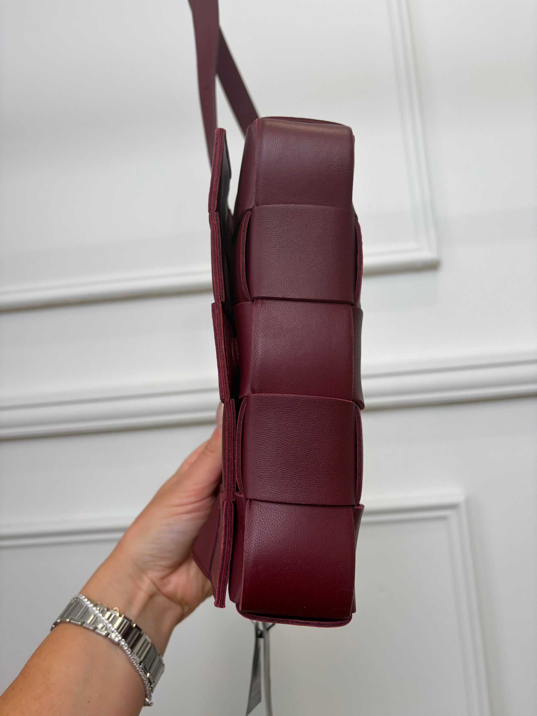 Bottega Veneta Burgundy Leather Cassette Bag