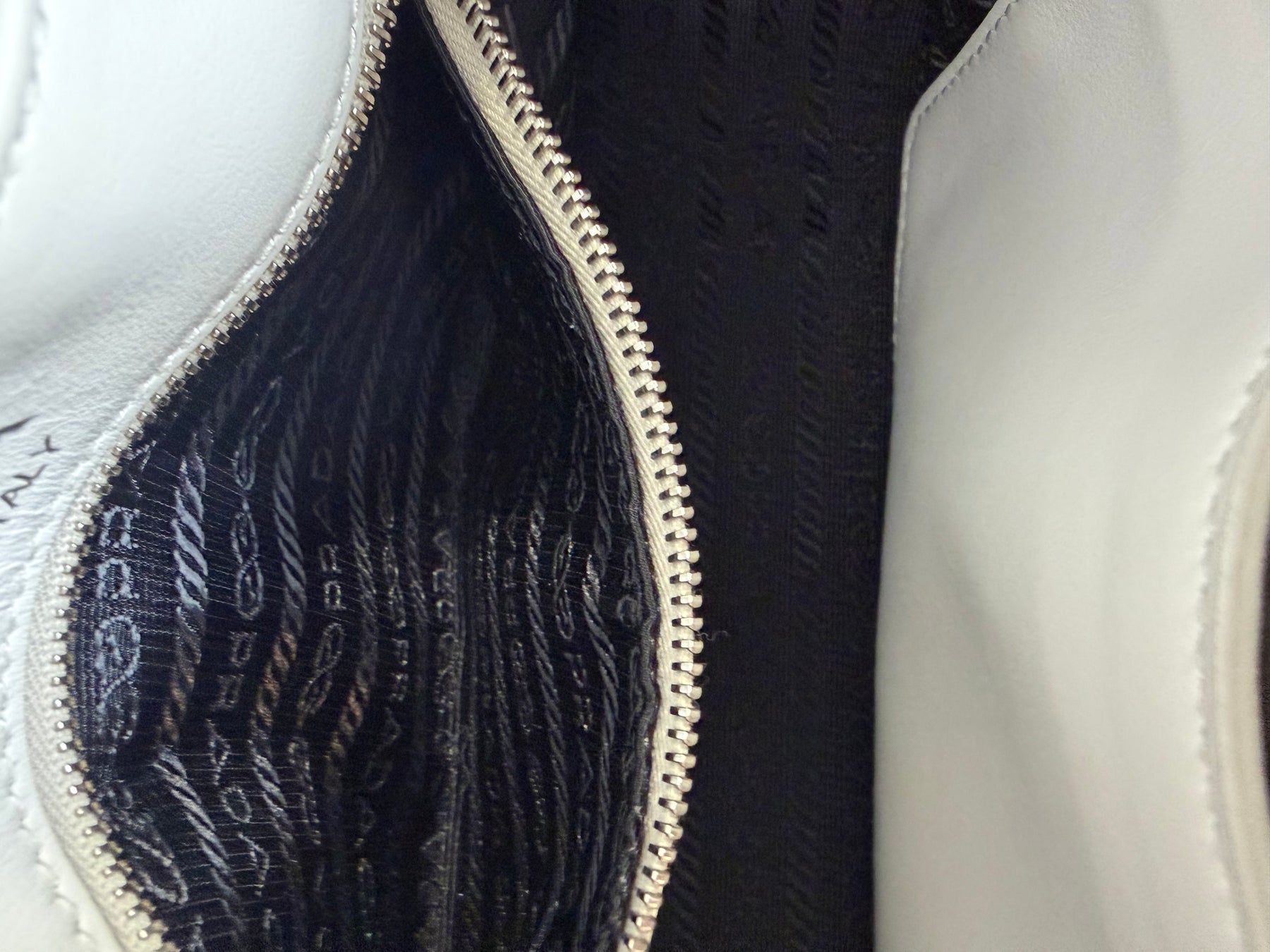 Prada White Leather Quilted Diagramme Camera Bag