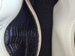 Prada White Leather Quilted Diagramme Camera Bag
