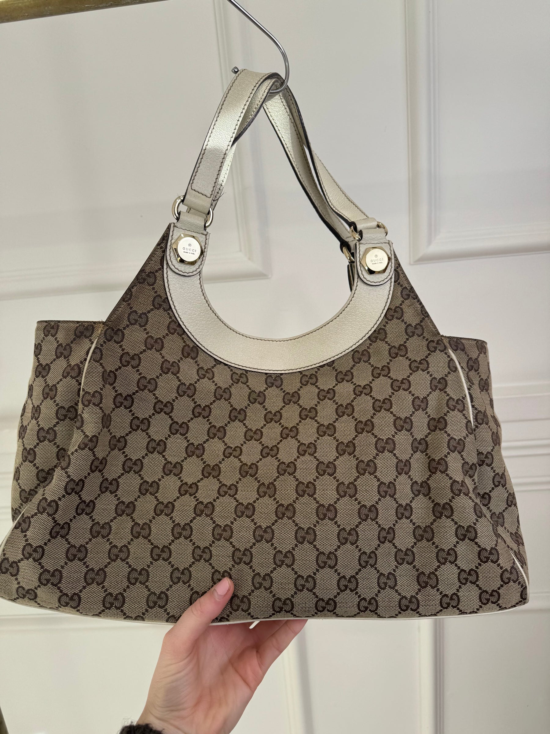 Gucci Beige Monogram Charmy Leather Bag