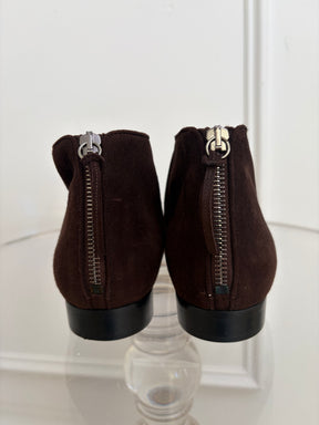 Miu Miu Brown Suede Pointed Ankle Boots, 37