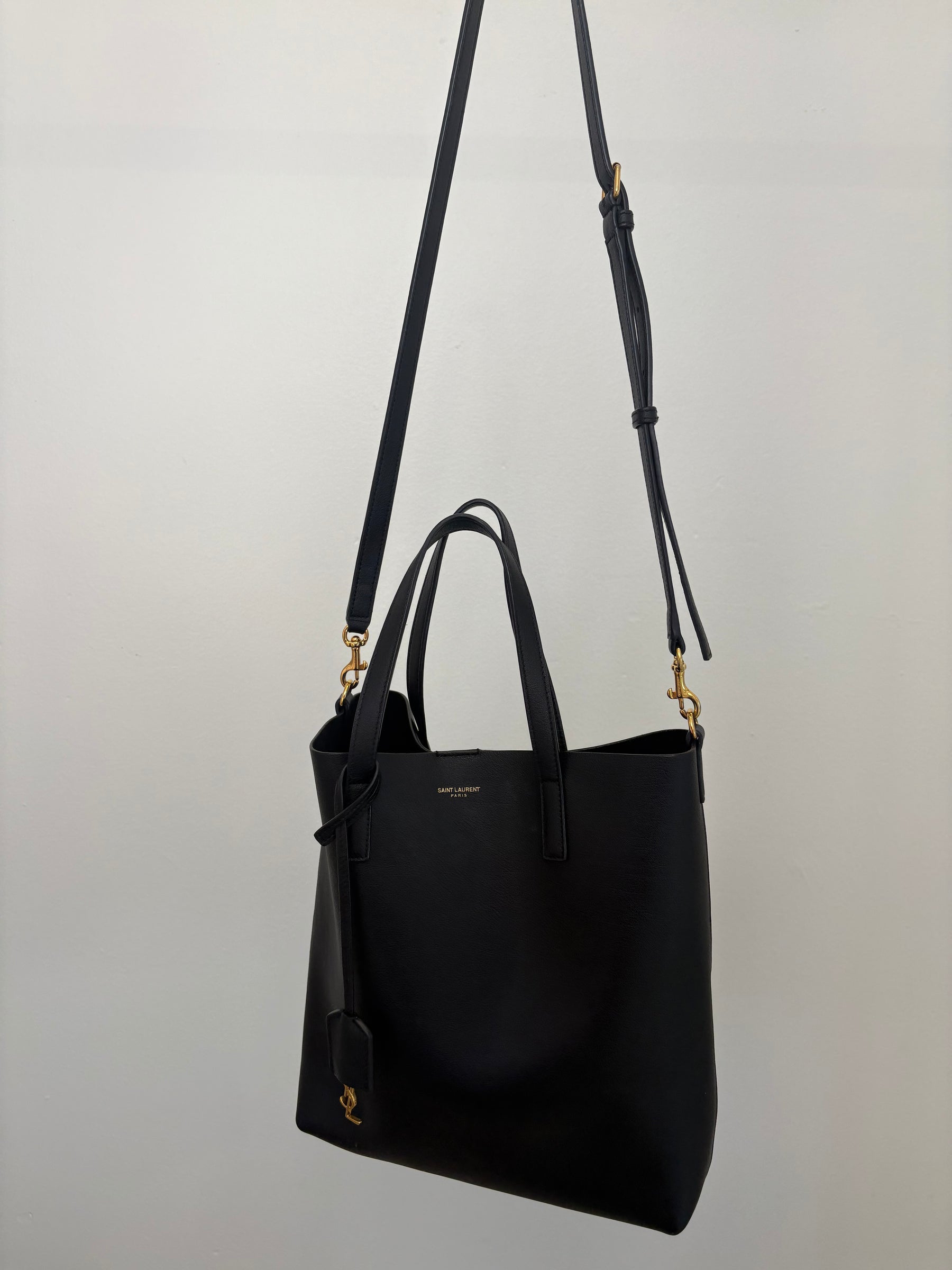 Saint Laurent Black Leather Toy Shopper Tote