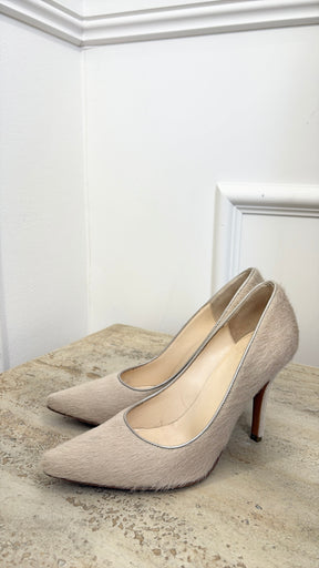 Max Mara Beige Pony Hair Pointed Pumps, 36