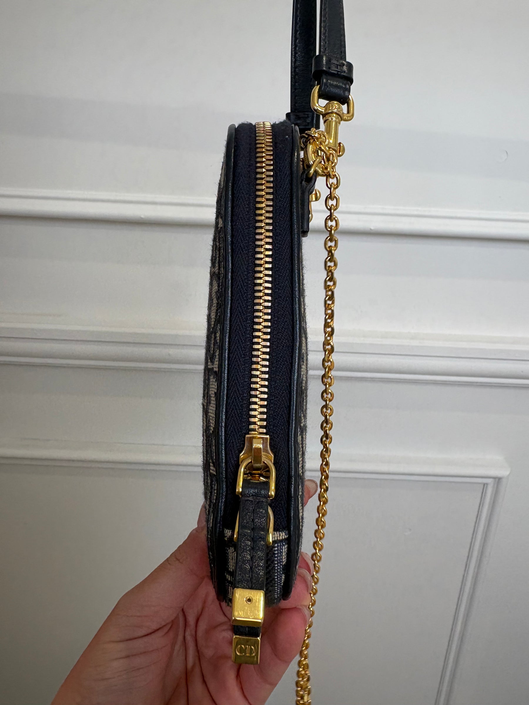 Dior Navy Oblique Monogram Phone Holder