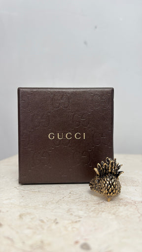 Gucci Gold Tone Eagle Head Ring, 16