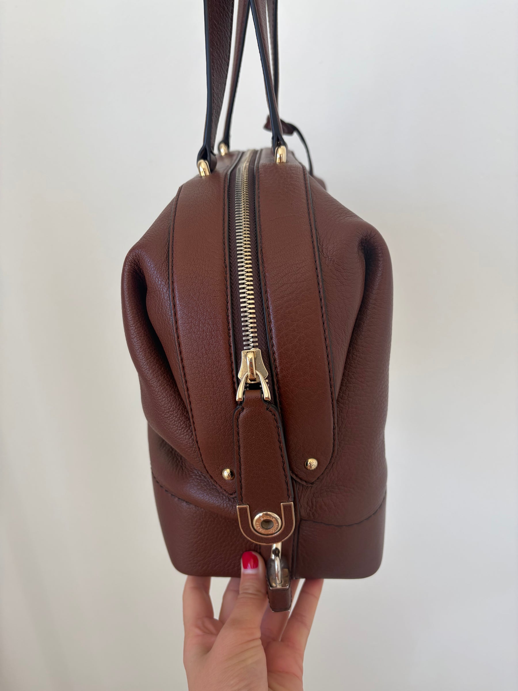 Bally Brown Leather Bowling Bag