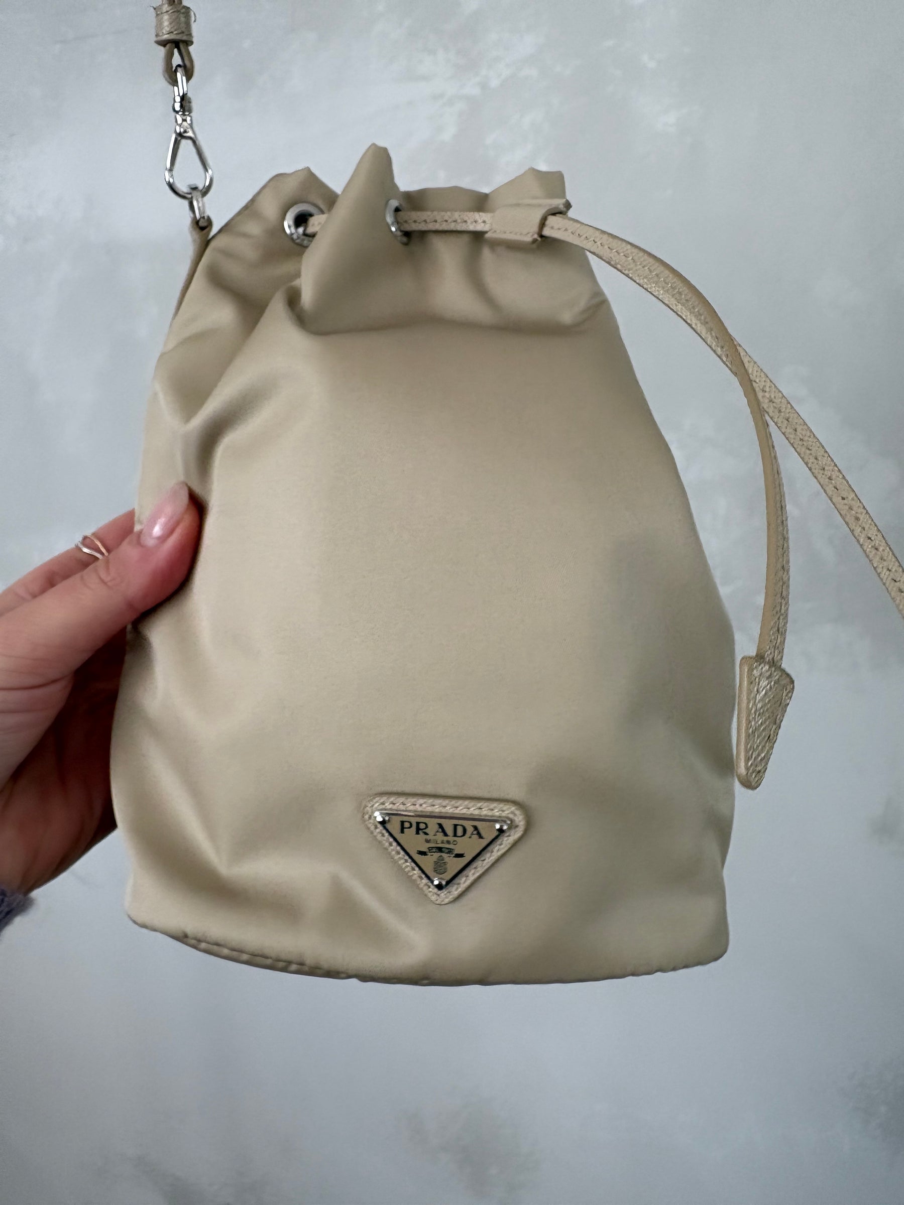 Prada Re Nylon Pouch Draw String Wristlet