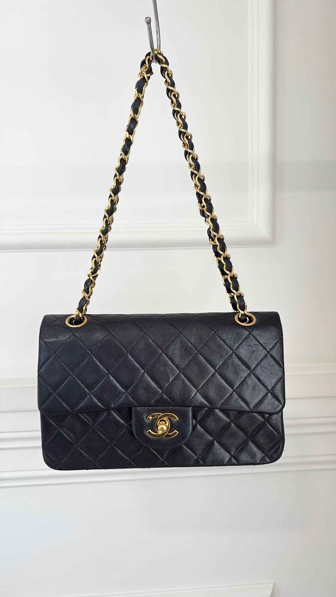 Chanel Vintage Black Flap Bag 24k Gold Hardware Small