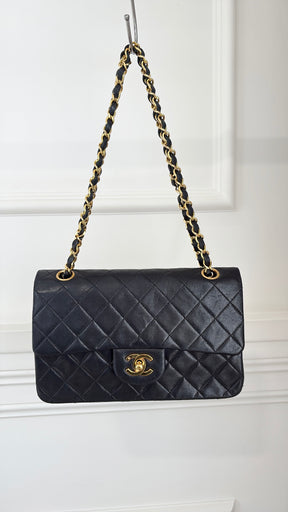 Chanel Vintage Black Flap Bag 24k Gold Hardware Small