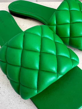 Bottega Veneta Green Padded Lido Slides, 40