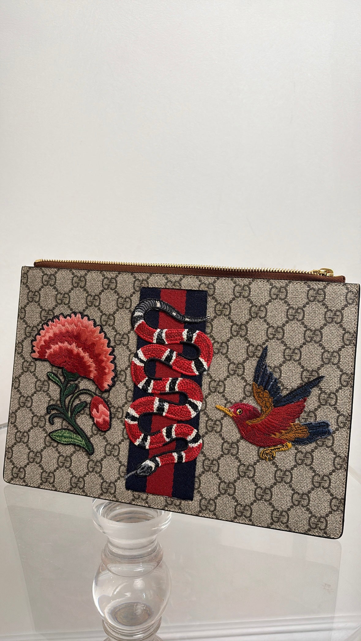 Gucci Canvas Monogram Embroidered Clutch